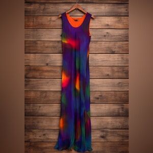 100% silk Tropical Tantrum maxi dress watercolor size 1X